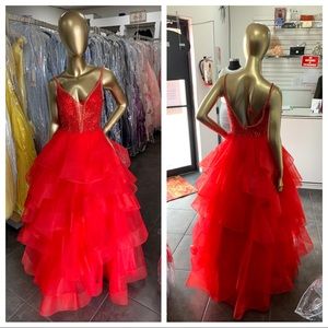 Multi layered tulle gown with stoned bodice